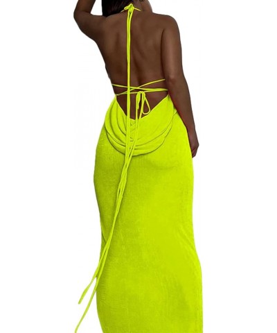 Women Knit Summer Maxi Dress Hollow Out Sleeveless Bodycon Long Dress Ribbed Knit Slim Dresses Party Clubwear Yellow $11.59 D...