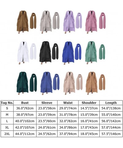 Abaya Women Muslim Dress with Hijab Dubai Islamic Style Robe Abaya Dress for Women Long Sleeve Flowy Maxi Cardigan Dress Roya...