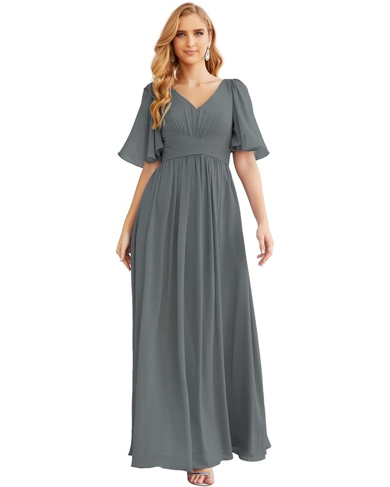 Chiffon Bridesmaid Dresses for Women Wedding Long Party Prom Dress Crow Cyan $58.76 Dresses