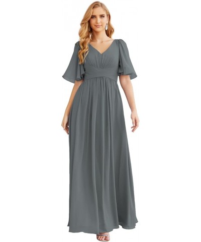 Chiffon Bridesmaid Dresses for Women Wedding Long Party Prom Dress Crow Cyan $58.76 Dresses