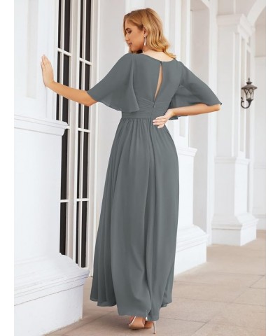 Chiffon Bridesmaid Dresses for Women Wedding Long Party Prom Dress Crow Cyan $58.76 Dresses