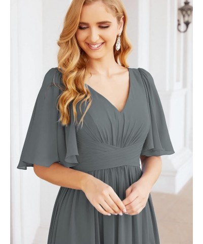 Chiffon Bridesmaid Dresses for Women Wedding Long Party Prom Dress Crow Cyan $58.76 Dresses