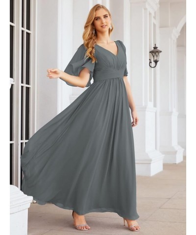 Chiffon Bridesmaid Dresses for Women Wedding Long Party Prom Dress Crow Cyan $58.76 Dresses