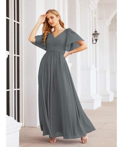 Chiffon Bridesmaid Dresses for Women Wedding Long Party Prom Dress Crow Cyan $58.76 Dresses