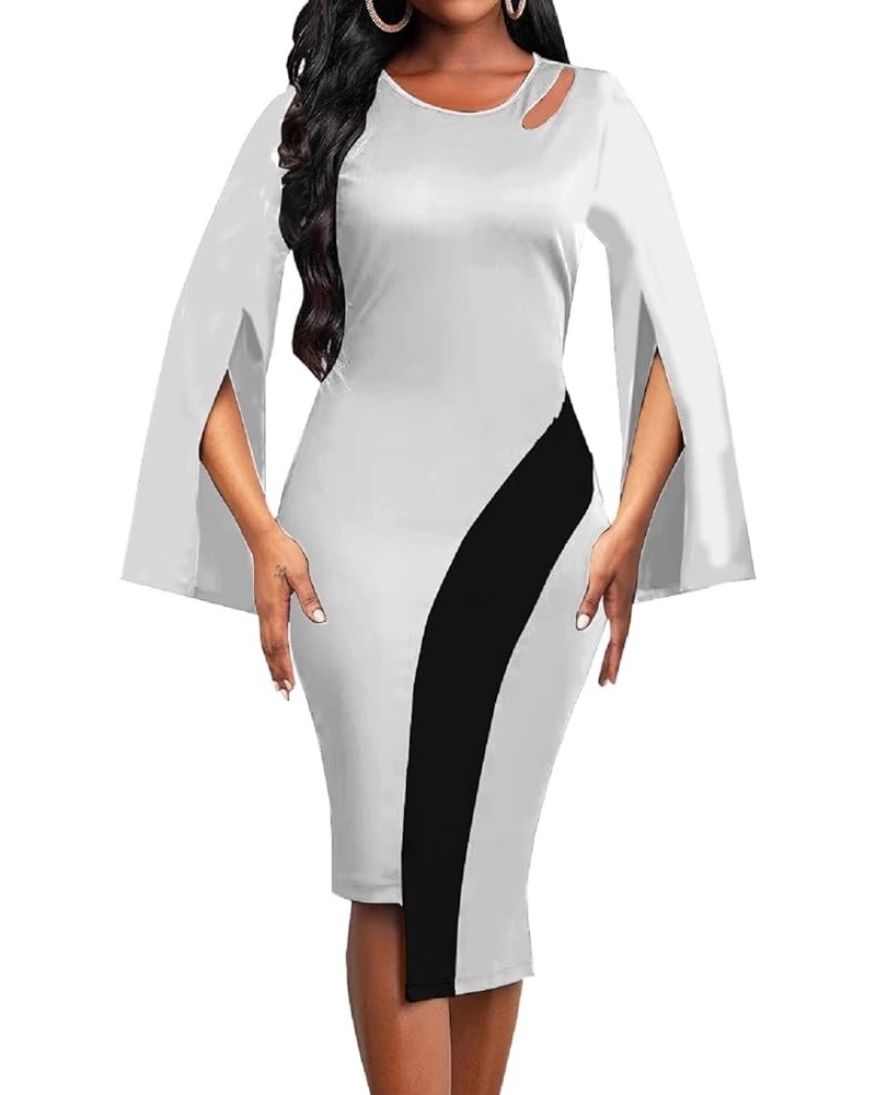 Women's Dress Bodycon Church Dress Elegant Work Pencil Dress White-d $19.24 Dresses