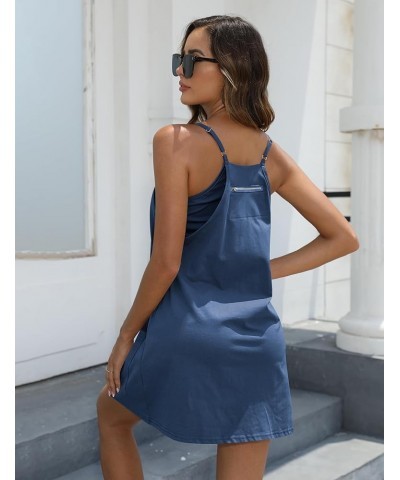 Women's Summer Sleeveless Mini Dress Adjustable Straps Tennis Dress Built-in Bra & Shorts Athletic Short Dress Blue $21.44 Ac...