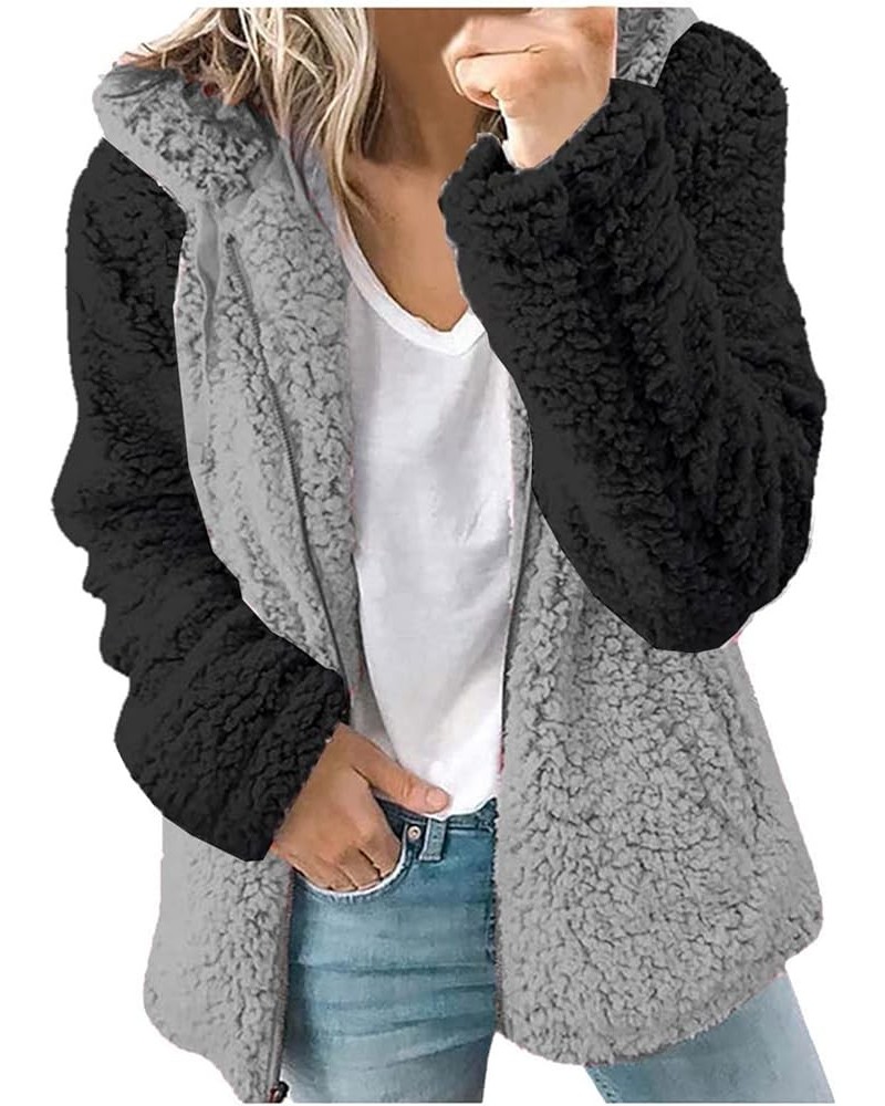 Womens Oversized Hoodies Fleece Sweatshirts Long Sleeve Warm Winter Zip-Up Fluffy Outwear Jacket with Pockets Grey 1 $12.48 H...