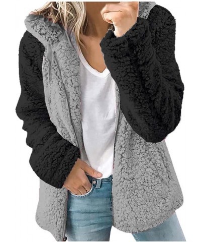 Womens Oversized Hoodies Fleece Sweatshirts Long Sleeve Warm Winter Zip-Up Fluffy Outwear Jacket with Pockets Grey 1 $12.48 H...