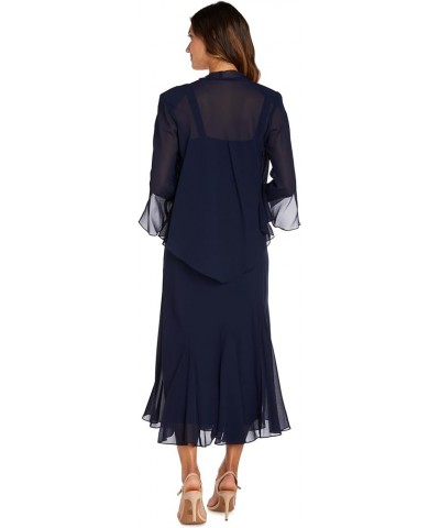 Womens Chiffon Beaded Dress with Jacket Navy $38.16 Suits