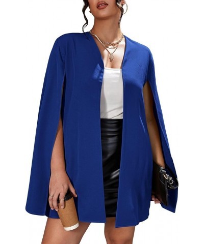 Women's Plus Size Elegant Cape Blazer Split Long Sleeve Open Front Work Office Jacket Outerwear Navy Blue $16.81 Blazers