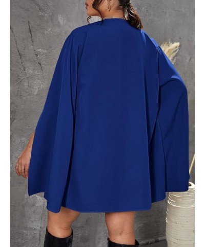 Women's Plus Size Elegant Cape Blazer Split Long Sleeve Open Front Work Office Jacket Outerwear Navy Blue $16.81 Blazers