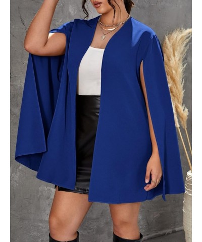 Women's Plus Size Elegant Cape Blazer Split Long Sleeve Open Front Work Office Jacket Outerwear Navy Blue $16.81 Blazers