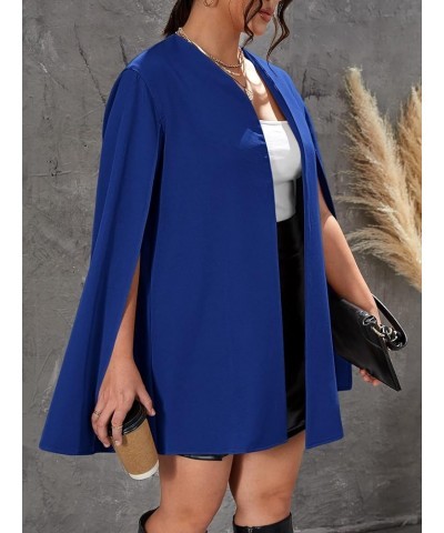 Women's Plus Size Elegant Cape Blazer Split Long Sleeve Open Front Work Office Jacket Outerwear Navy Blue $16.81 Blazers