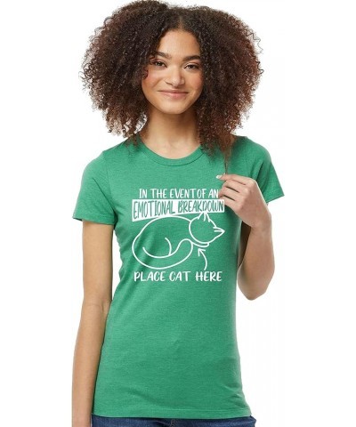 in The Event of an Emotional Breakdown Place Cat Here Mens Women Deluxe Soft T-Shirt Women Kelly Green $13.25 T-Shirts