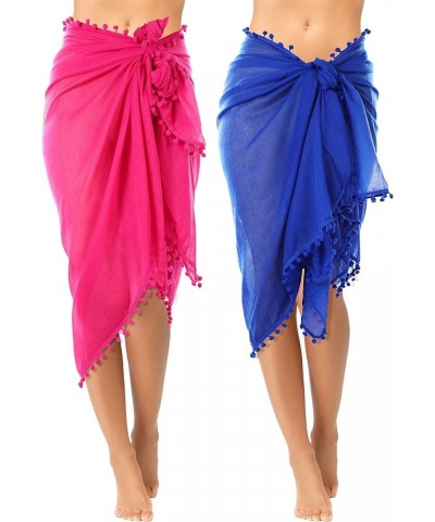 2 Pieces Sarong Bathing Suit Bulk for Women Sarong Cover Ups Beach Swimsuit Swim Beach Batik Chiffon Sarong Wrap with Tassel ...