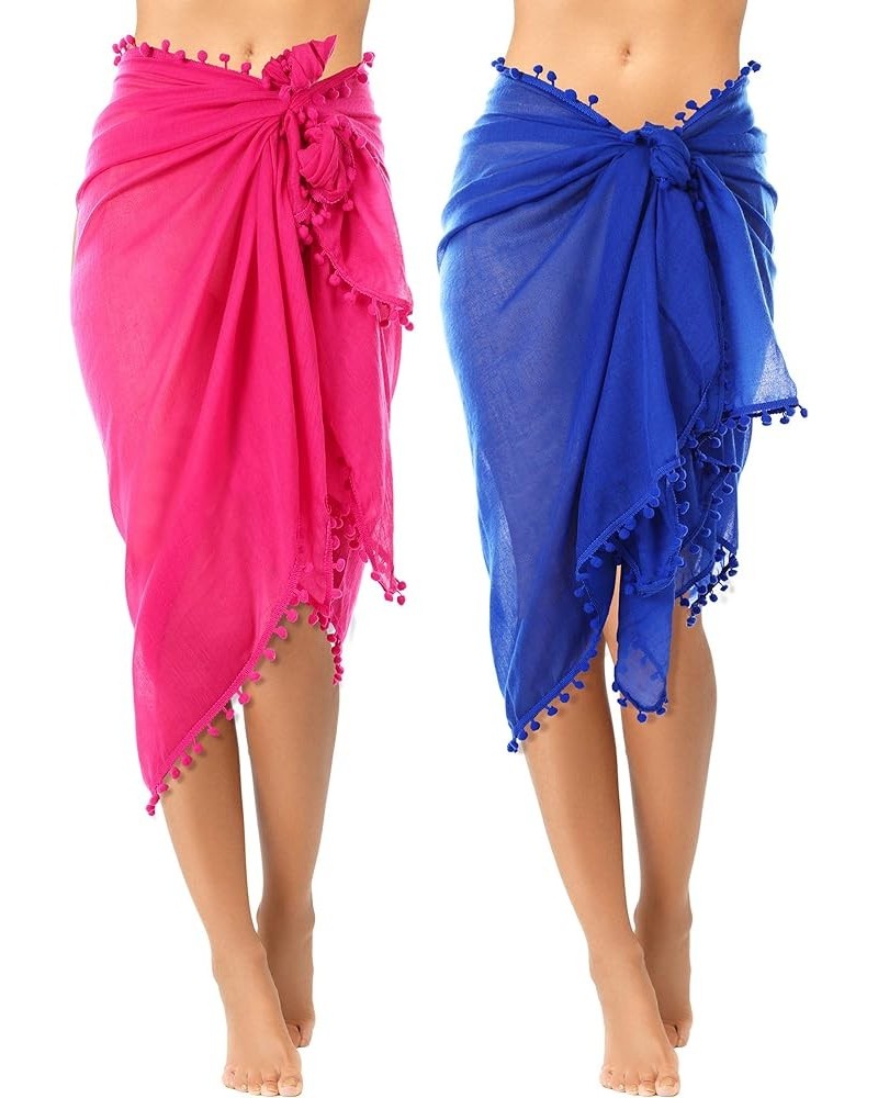 2 Pieces Sarong Bathing Suit Bulk for Women Sarong Cover Ups Beach Swimsuit Swim Beach Batik Chiffon Sarong Wrap with Tassel ...