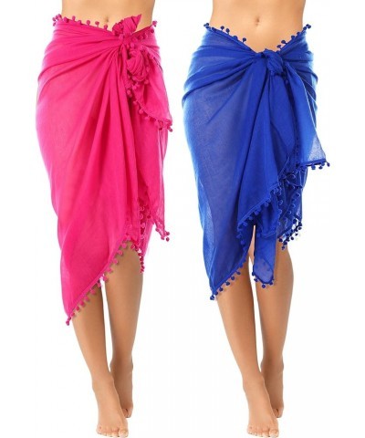 2 Pieces Sarong Bathing Suit Bulk for Women Sarong Cover Ups Beach Swimsuit Swim Beach Batik Chiffon Sarong Wrap with Tassel ...