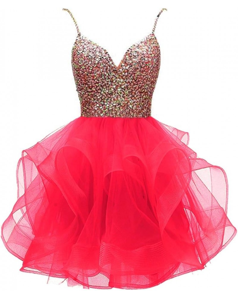 Women's Organza Dress Short Crystal Prom Party Gowns Style2-rose Red $35.70 Dresses