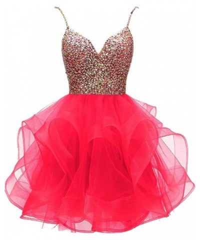 Women's Organza Dress Short Crystal Prom Party Gowns Style2-rose Red $35.70 Dresses