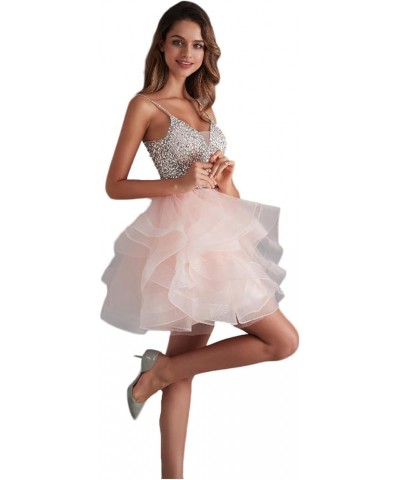 Women's Organza Dress Short Crystal Prom Party Gowns Style2-rose Red $35.70 Dresses