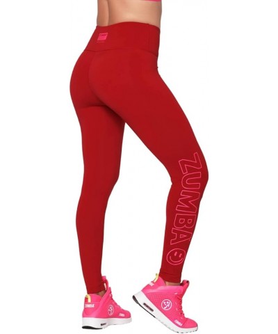 Women's High-Waisted Tummy Control Workout Leggings Fire Red $23.57 Activewear