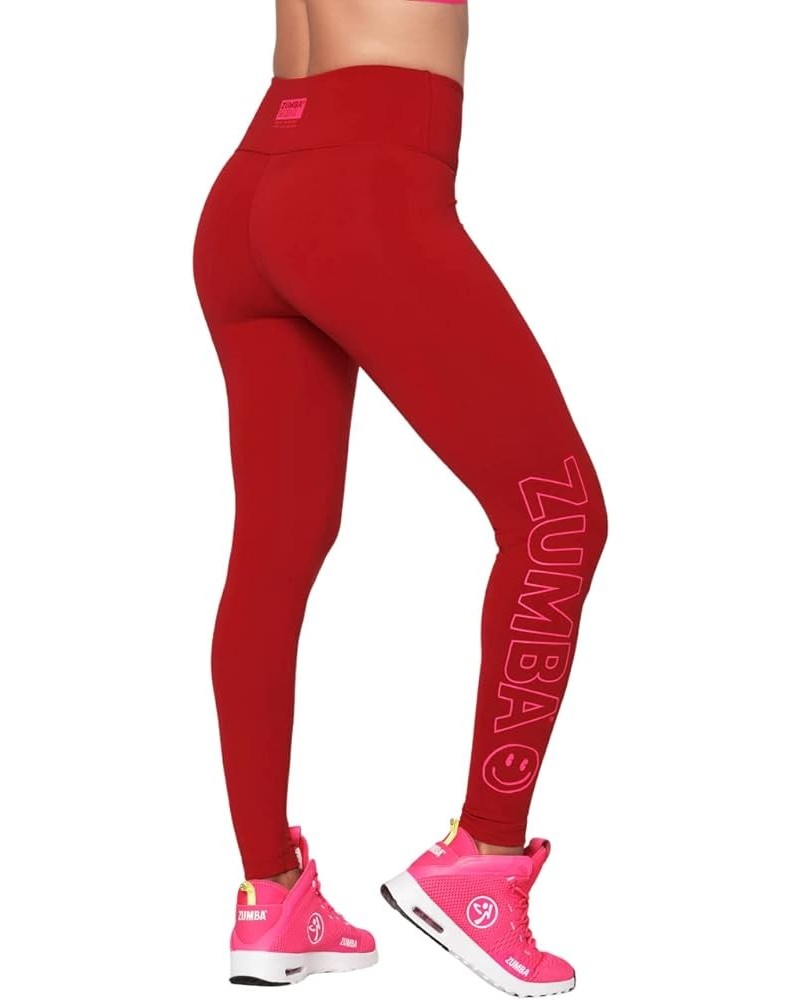 Women's High-Waisted Tummy Control Workout Leggings Fire Red $23.57 Activewear