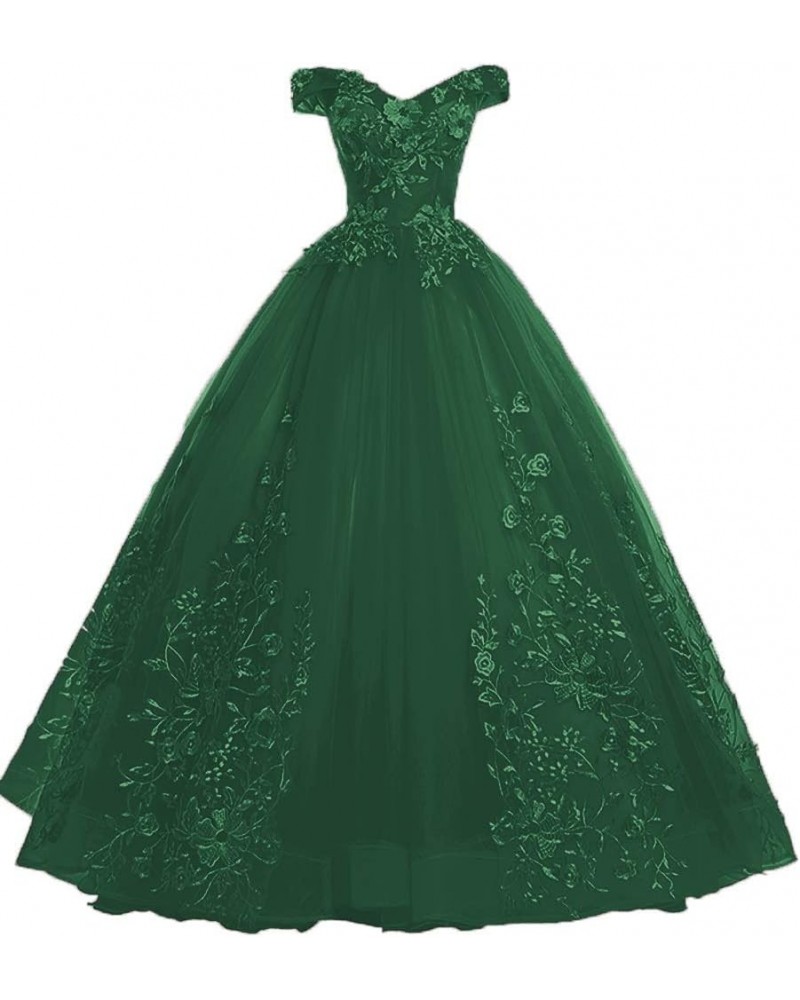 Women's Quinceanera Dresses Lace Appliques Off Shoulder Ball Gown Sweet 16 Dresses with Pearl Green $36.14 Dresses