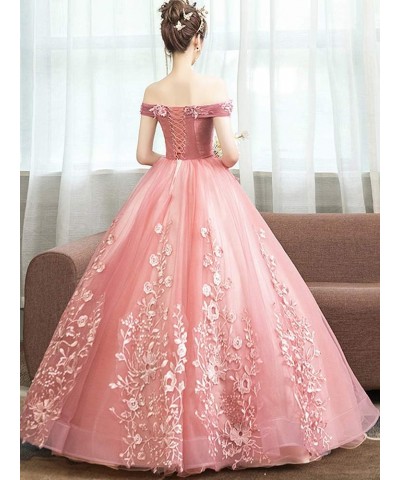 Women's Quinceanera Dresses Lace Appliques Off Shoulder Ball Gown Sweet 16 Dresses with Pearl Green $36.14 Dresses