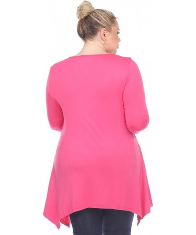 Women's Makayla Tunic Top with Shark Bite Hemline & Pockets Pink $13.17 Tops