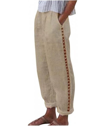 Linen Pants Women Summer 2023 Casual Loose Wide Leg Lounge Trousers Lightweight Breathable Flowy Beach Boho Pants 39 Khaki $1...