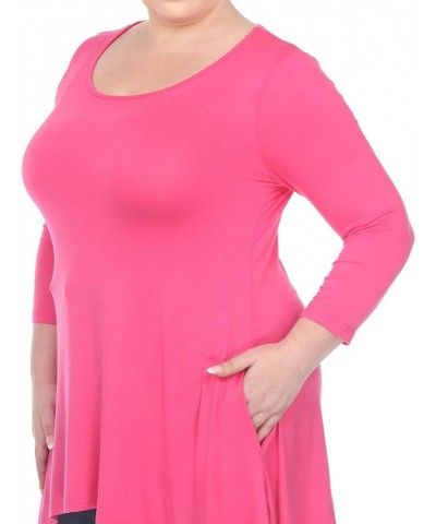 Women's Makayla Tunic Top with Shark Bite Hemline & Pockets Pink $13.17 Tops