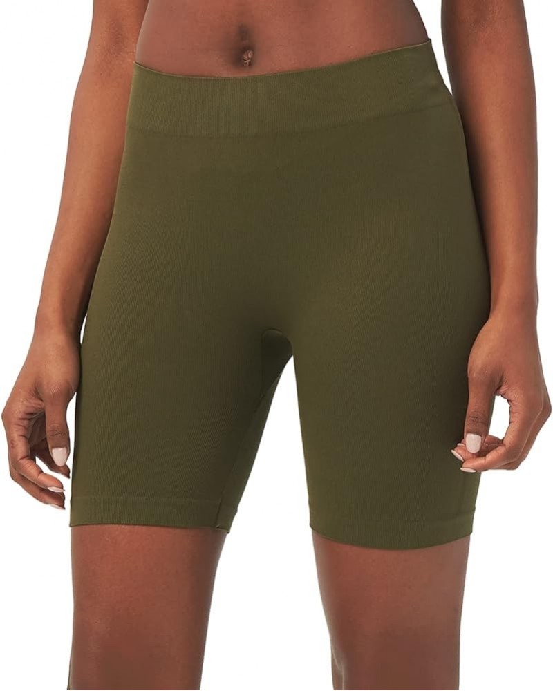 Women's High Waisted Biker Shorts Ultra Soft Stretch Yoga Band 6" Inseam Short Pants Ribbed Seamless 6" Oliver $8.20 Activewear