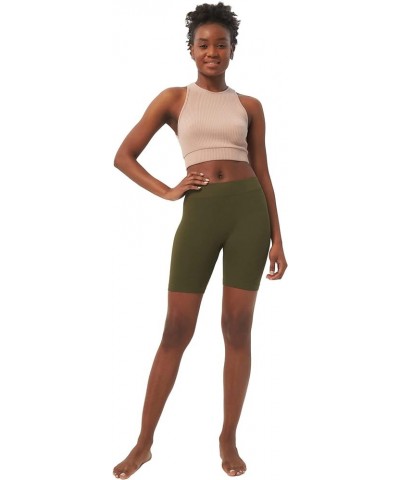 Women's High Waisted Biker Shorts Ultra Soft Stretch Yoga Band 6" Inseam Short Pants Ribbed Seamless 6" Oliver $8.20 Activewear