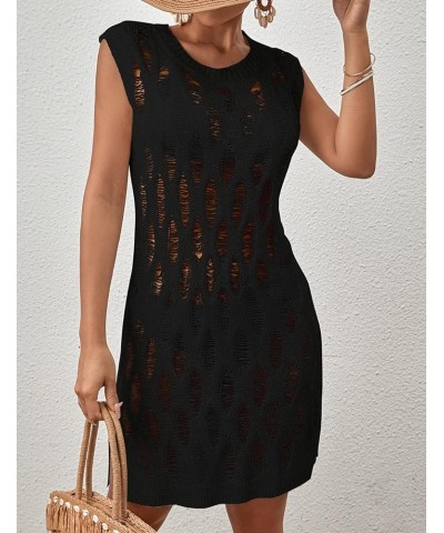 Crochet Cover Ups for Swimwear Women Knit Summer Beach Dress Black $11.89 Swimsuits