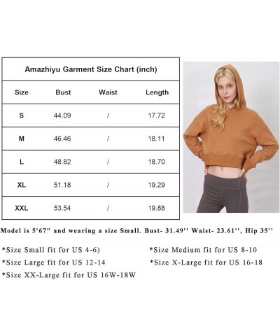 Women’s Cropped Hoodie with Hood Casual Long Sleeve Crop Top Sweatshirt Brown $16.95 Hoodies & Sweatshirts