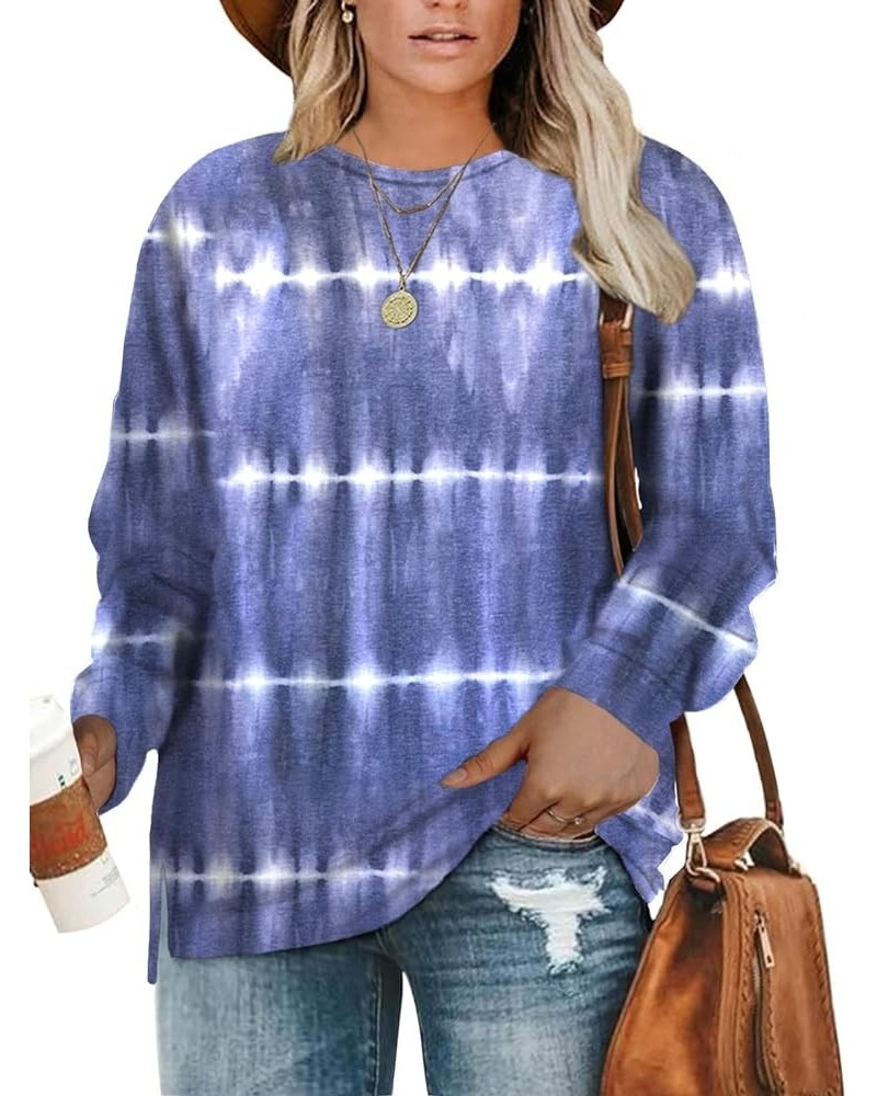 Plus-Size Sweatshirts for Women Casual Tops Side Slit Pullovers Shirts C_blue $10.54 Hoodies & Sweatshirts