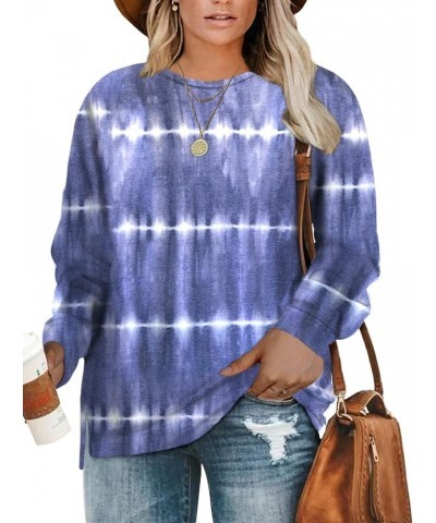 Plus-Size Sweatshirts for Women Casual Tops Side Slit Pullovers Shirts C_blue $10.54 Hoodies & Sweatshirts