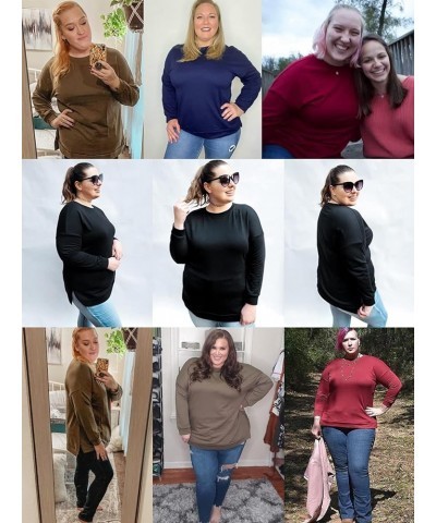 Plus-Size Sweatshirts for Women Casual Tops Side Slit Pullovers Shirts C_blue $10.54 Hoodies & Sweatshirts