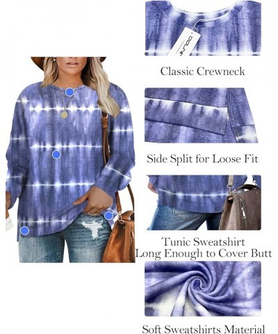 Plus-Size Sweatshirts for Women Casual Tops Side Slit Pullovers Shirts C_blue $10.54 Hoodies & Sweatshirts