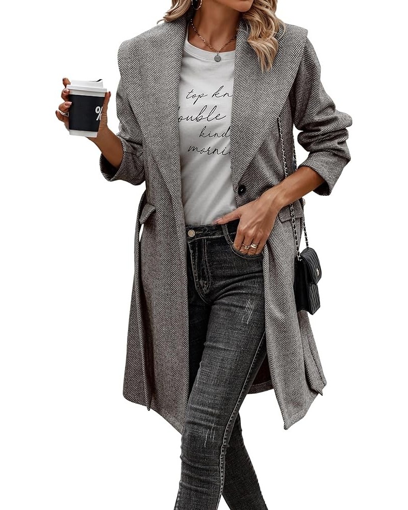 Women Coat Long Jacket: Winter Fashion Long Sleeve Lapel Casual Overcoat With Belt Camel $30.55 Coats