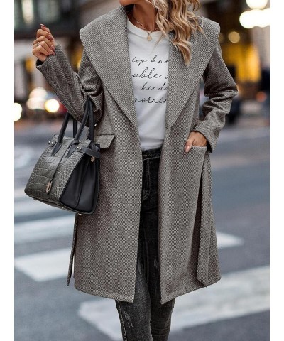 Women Coat Long Jacket: Winter Fashion Long Sleeve Lapel Casual Overcoat With Belt Camel $30.55 Coats