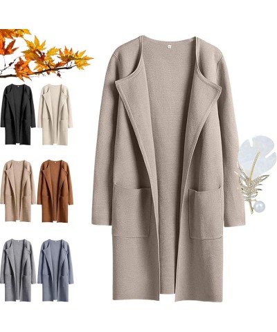 Appehinglaus Coatigan, Lapel Classy Coatigan, Appehinglaus Sweater Coat, Open Front Knit Cardigan Gray Apricot $22.87 Sweaters