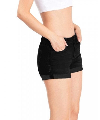 Women's Juniors Mid Rise Shorts with Rolled Up Hem (5, Black) $12.60 Shorts