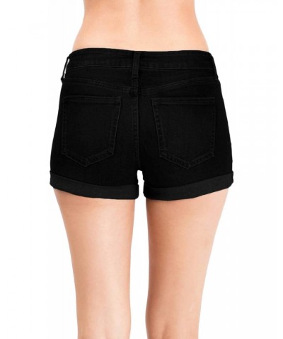 Women's Juniors Mid Rise Shorts with Rolled Up Hem (5, Black) $12.60 Shorts