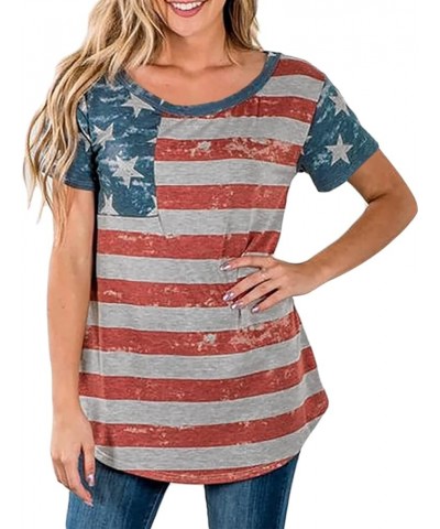 Women American Flag Shirt Independence Day Patriotic T-Shirt 4th of July Tees Shirts USA Flag Star Stripe Tops Usa Flag $9.51...