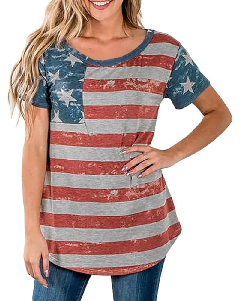 Women American Flag Shirt Independence Day Patriotic T-Shirt 4th of July Tees Shirts USA Flag Star Stripe Tops Usa Flag $9.51...