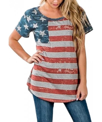 Women American Flag Shirt Independence Day Patriotic T-Shirt 4th of July Tees Shirts USA Flag Star Stripe Tops Usa Flag $9.51...