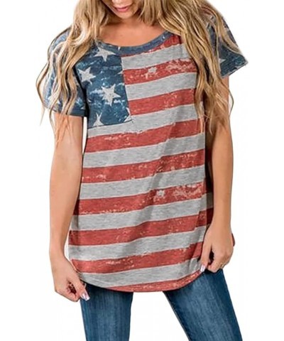 Women American Flag Shirt Independence Day Patriotic T-Shirt 4th of July Tees Shirts USA Flag Star Stripe Tops Usa Flag $9.51...