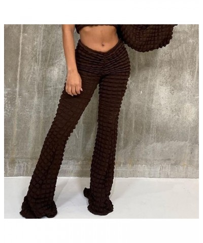 Women's Stacked Leggings Pants Color Block Stripe High Waisted Knitted Sexy Slim Stretch Full Length Flare Pants Streetwear O...