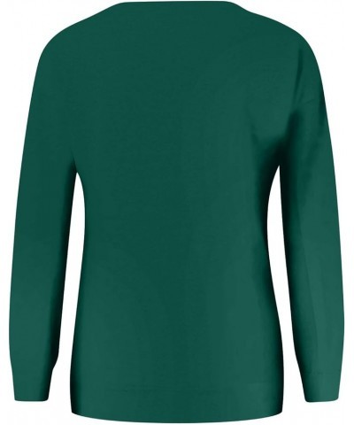 Women's Fashionable Casual St. Patrick's Day Sweatshirt with Crewneck and Long Sleeves, featuring Shamrock Print 3-army Green...